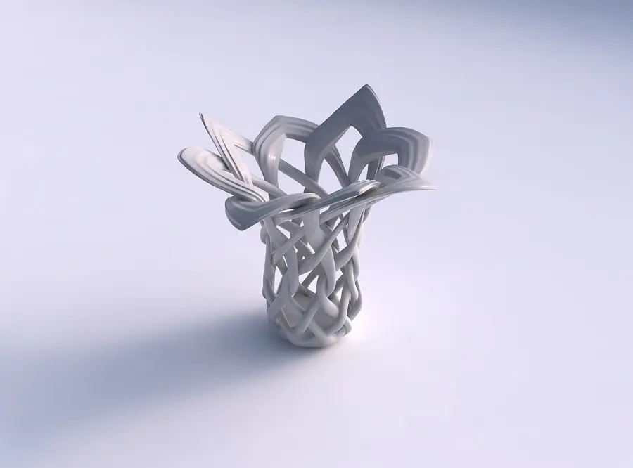 Vase wide on top part with interlacing lattice and extruded l... 3D print model 6