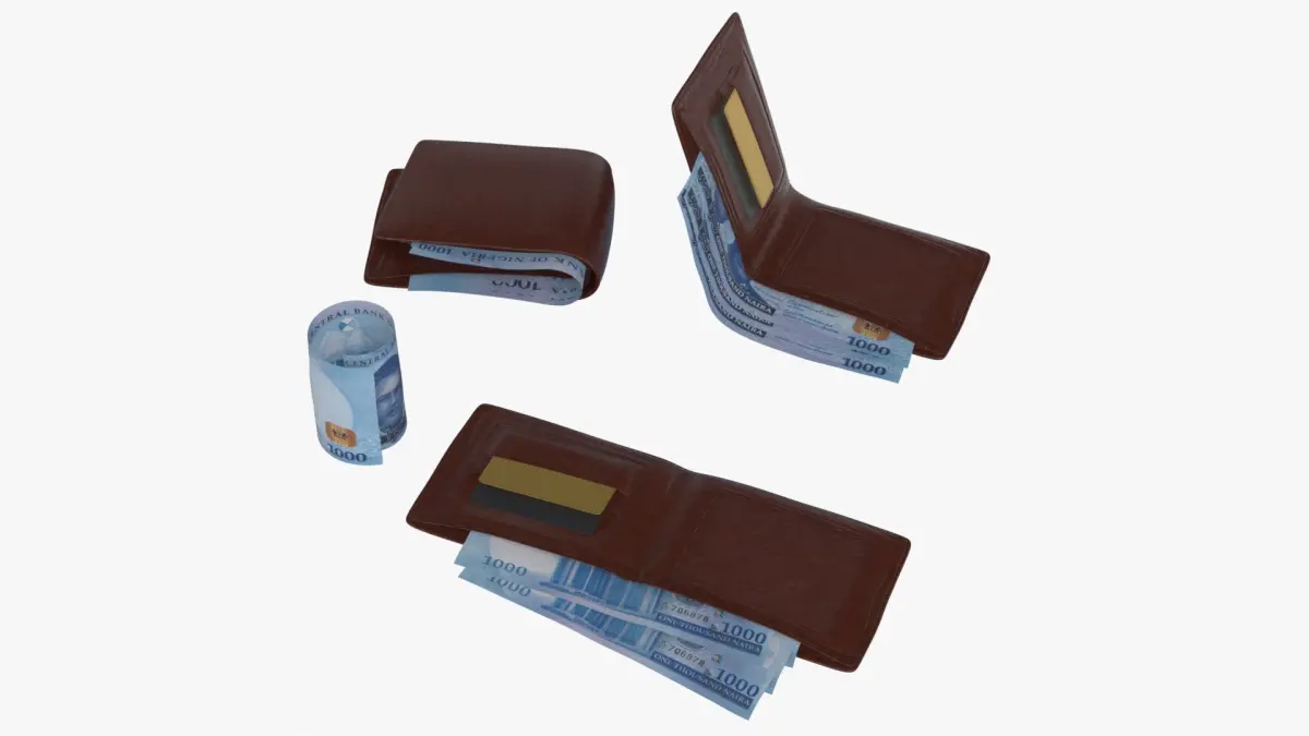 Nigeria 1000 Naira Wallet Money Purse 3D model