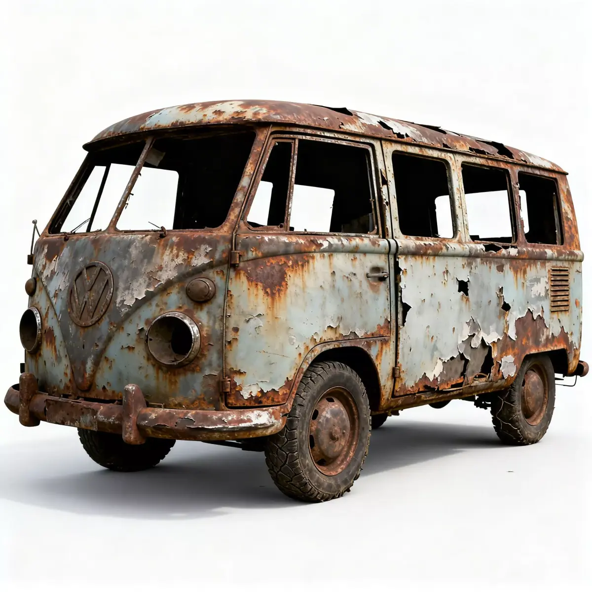 Junked Scrap Microbus 3D Model 3D Model Low-poly 3D model