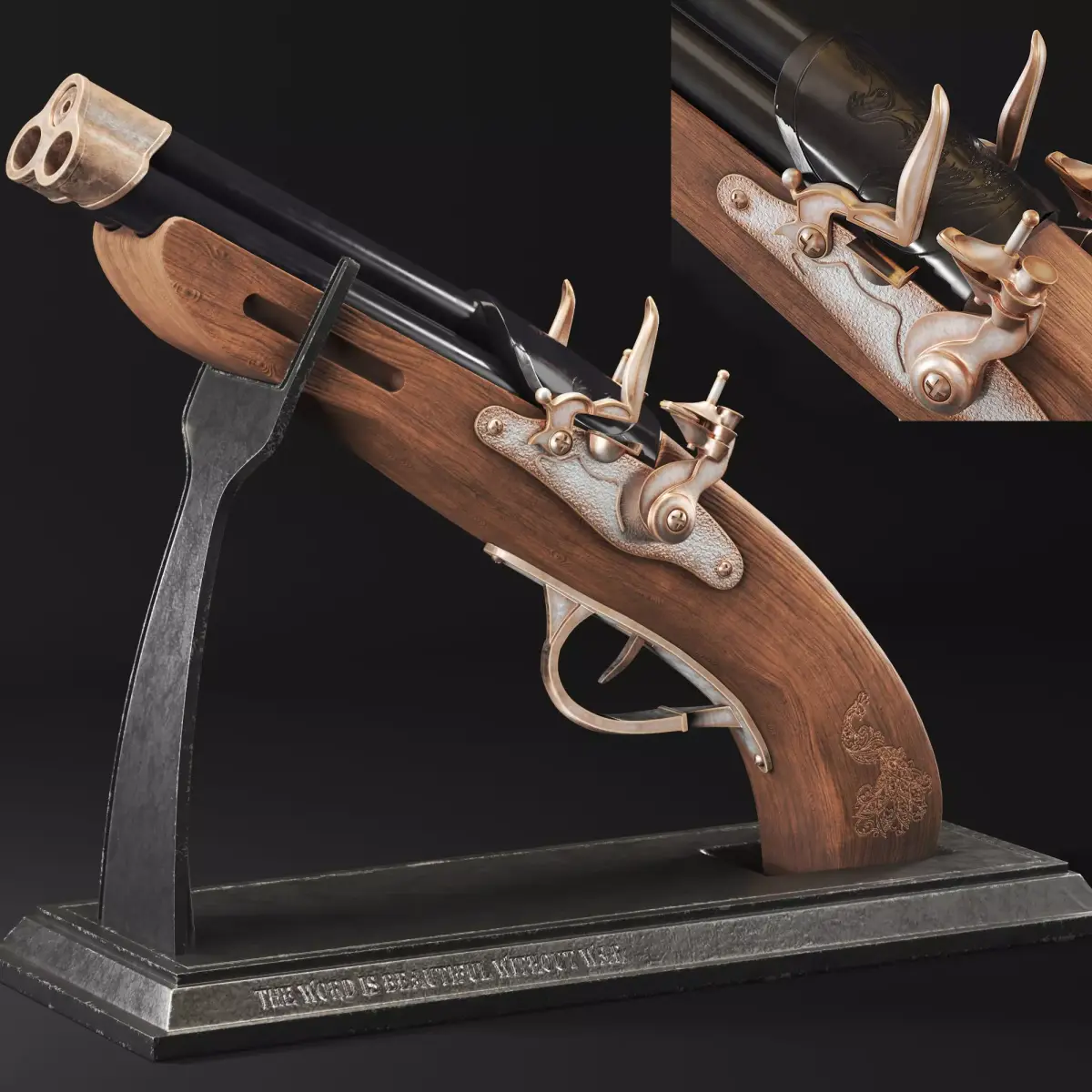 Decorative-gun wooden gun 3D model