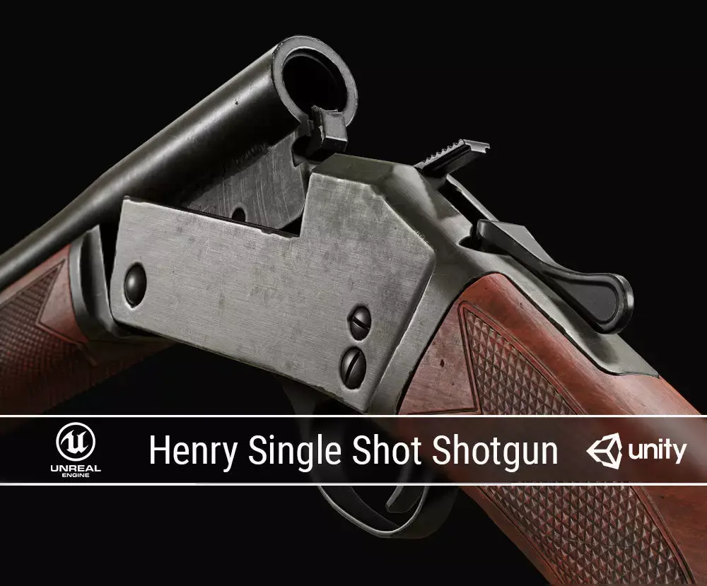 PBR Henry Single Shot Shotgun Low-poly 3D model