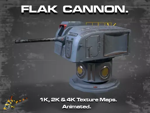 FLAK CANNON Low-poly 3D model