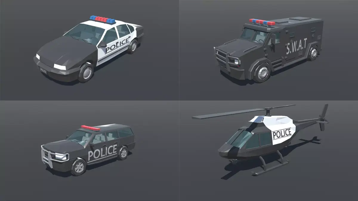 Police Vehicle Pack Low-poly 3D model
