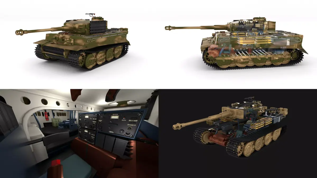 Fully built Panzer Tiger Tank Late 1944 v2 w interior and engine 3D model