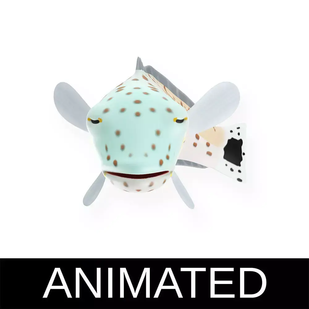 Speckled Sand Perch Animated Fish  Low-poly 3D model