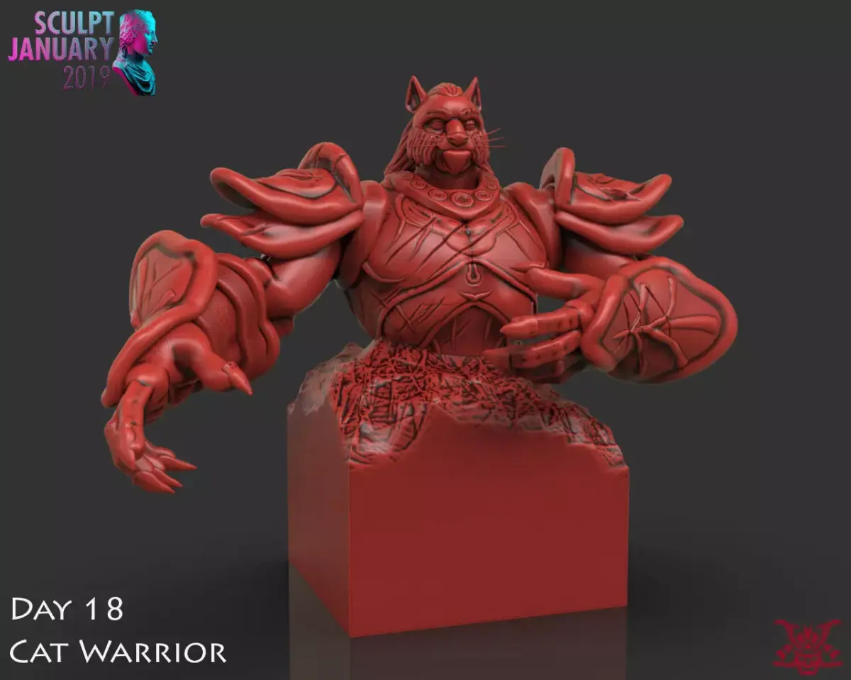 Cat Warrior Timelapse and Model 3D print model