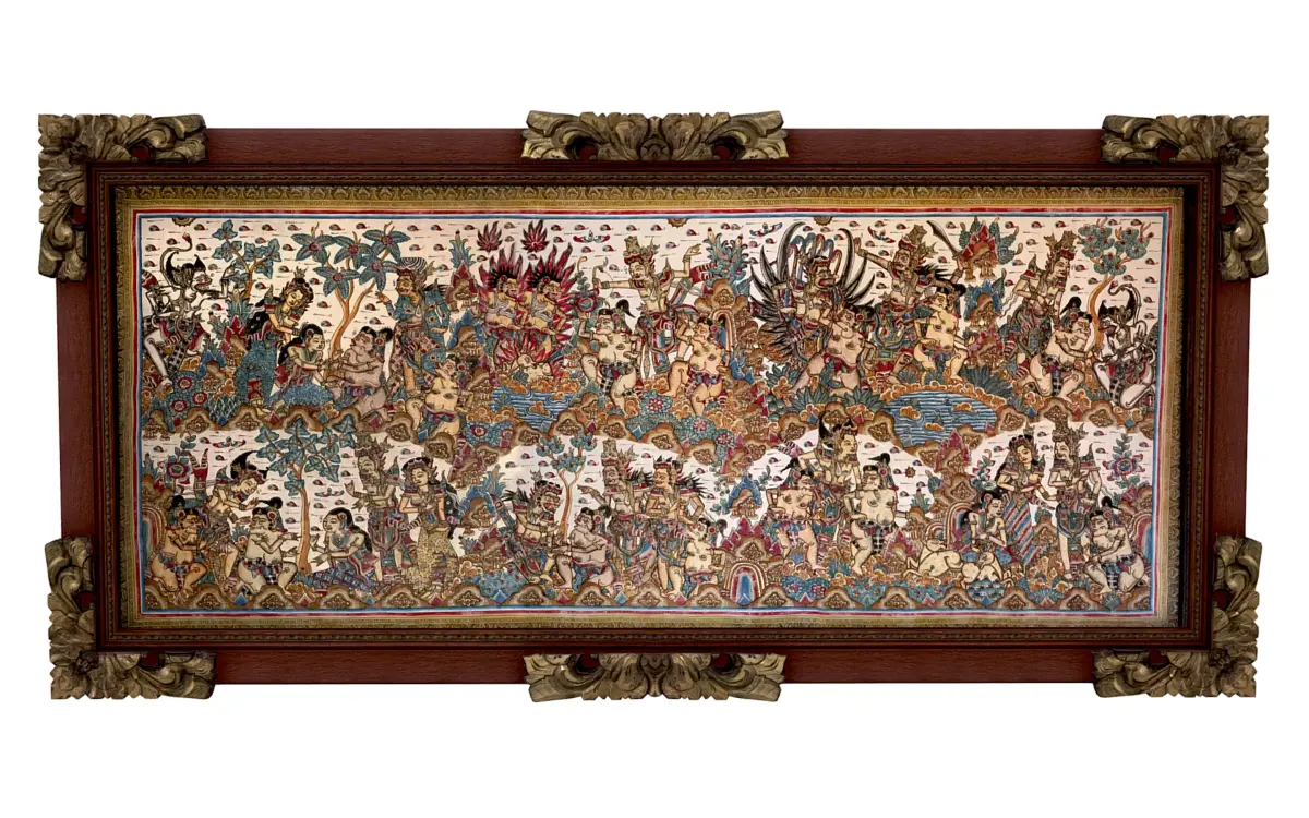 Balinese picture green frame great battle scene Low-poly 3D model purchase