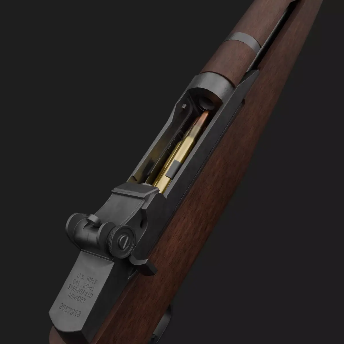 M1 Garand With Complete Internals - Game Ready Low-poly 3D model