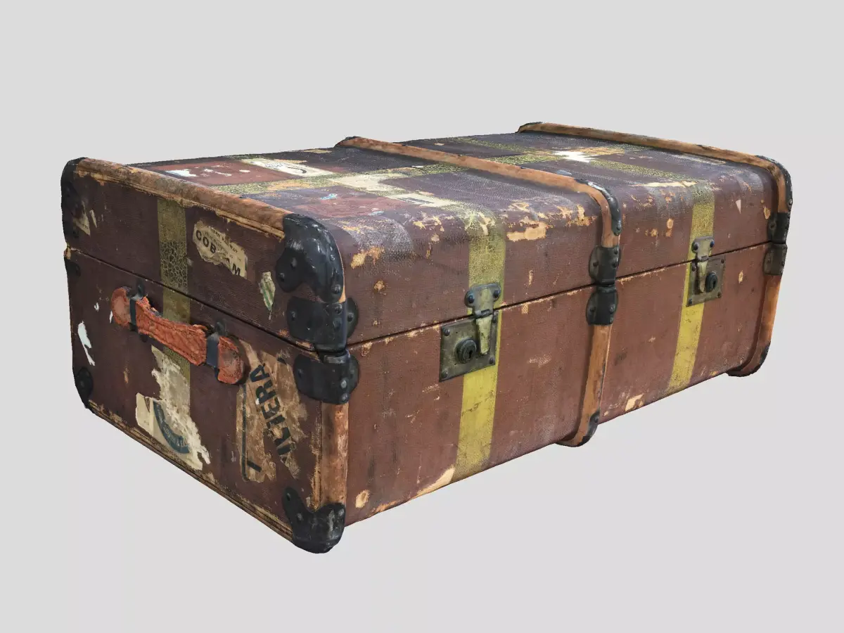 Vintage Wood Chest Low-poly 3D model