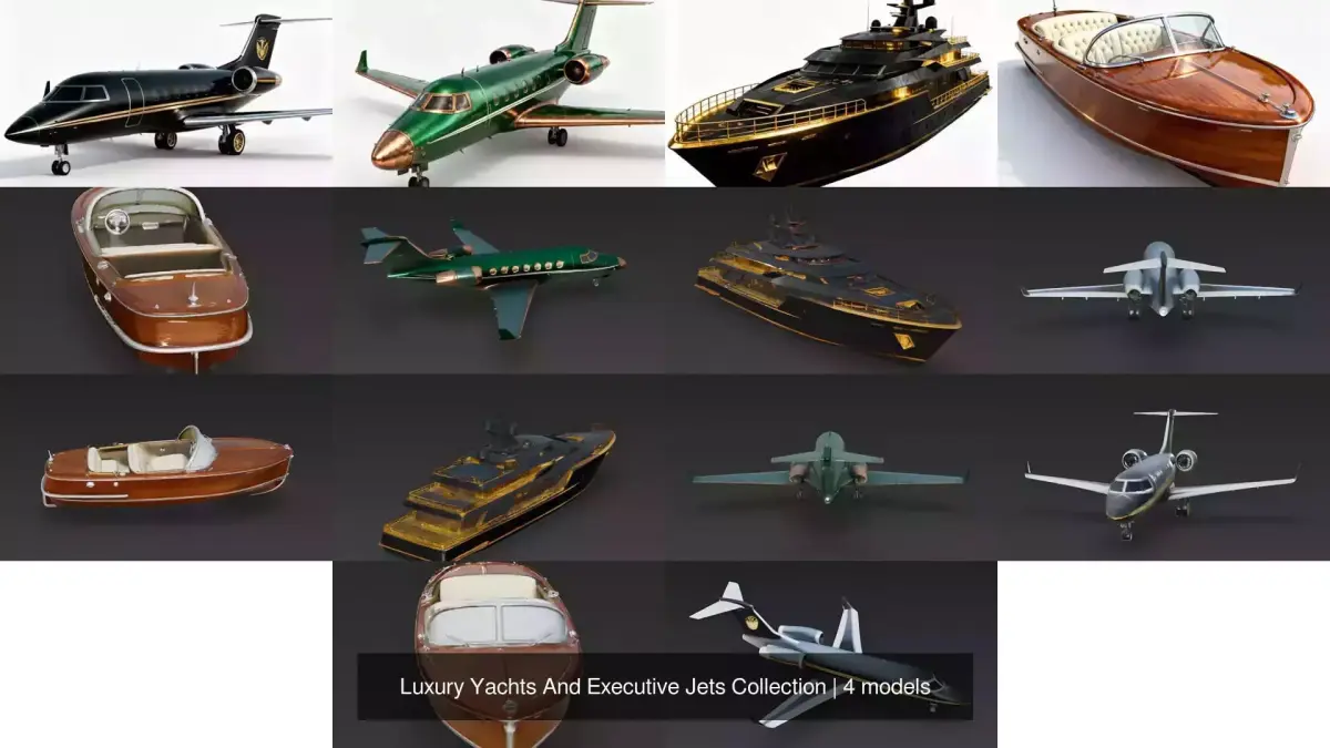 Luxury Yachts And Executive Jets Collection 3D Model Pack