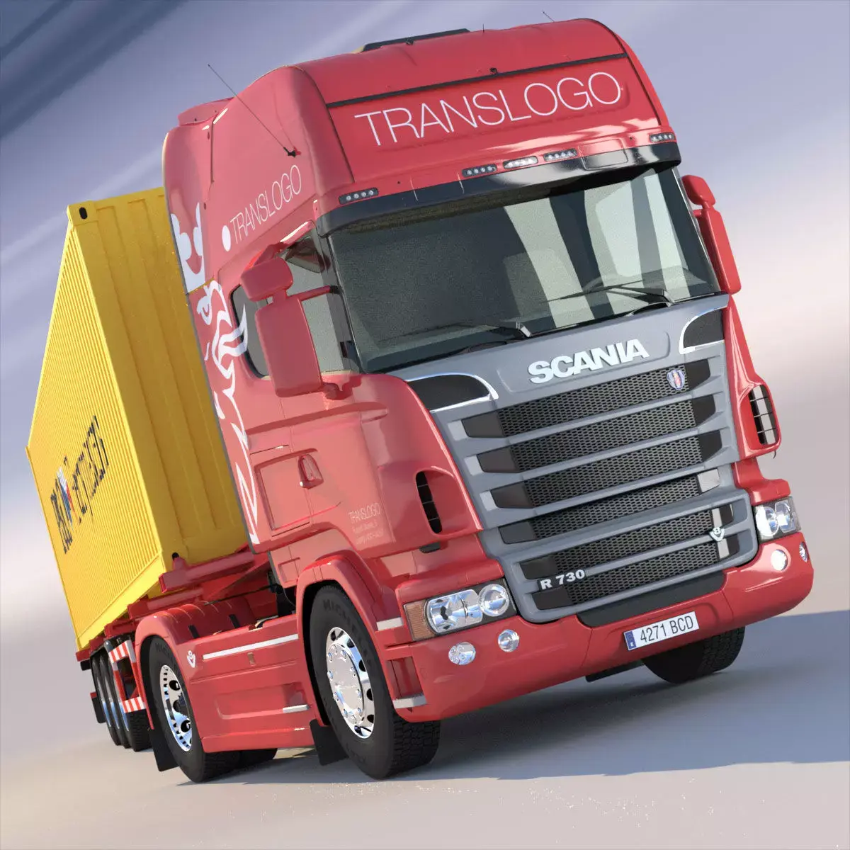 Euro Truck With Containers 3D model