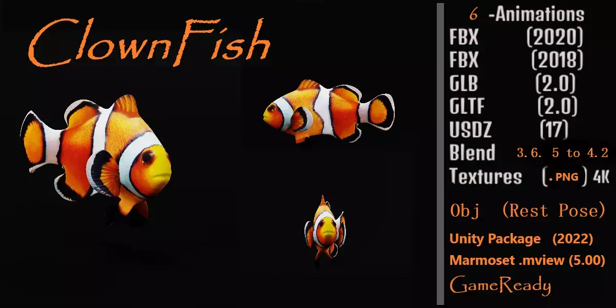 Clownfish Nemo Low-poly 3D model