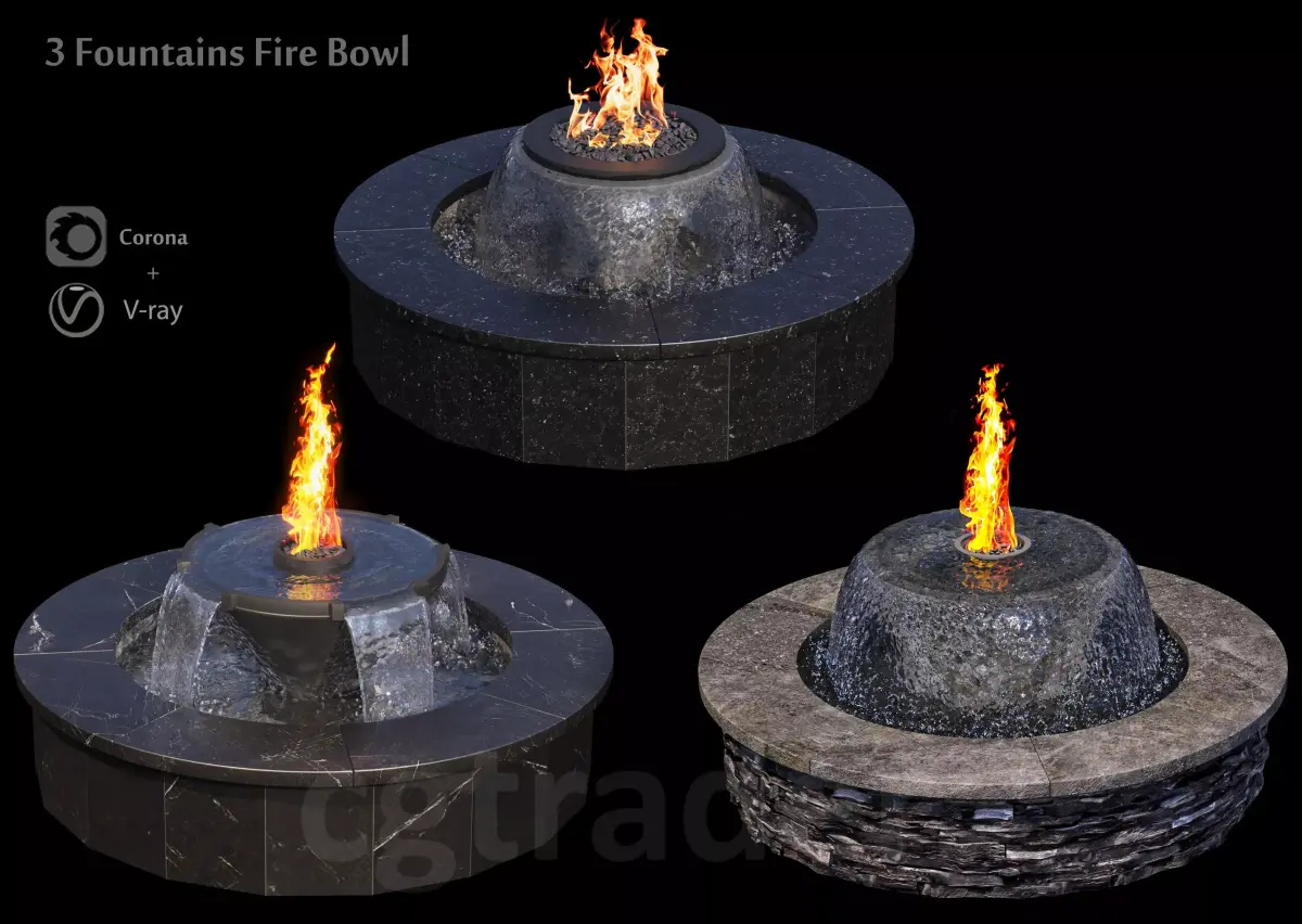 3 Fountains Fire and Water Bowl 3D model