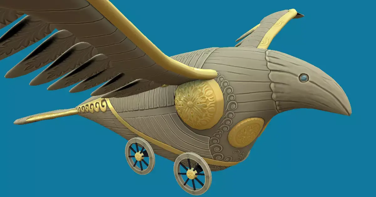 Steampunk Bird Plane Hand-Painted Low-poly 3D model