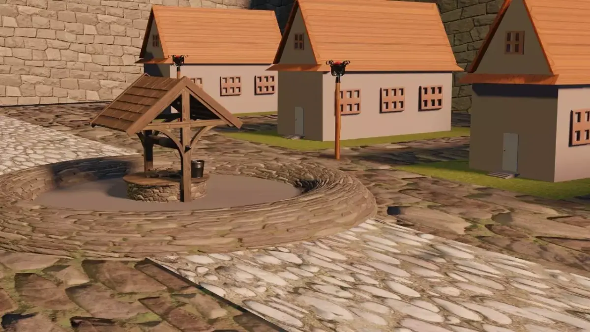 medieval village Low-poly 3D model buy