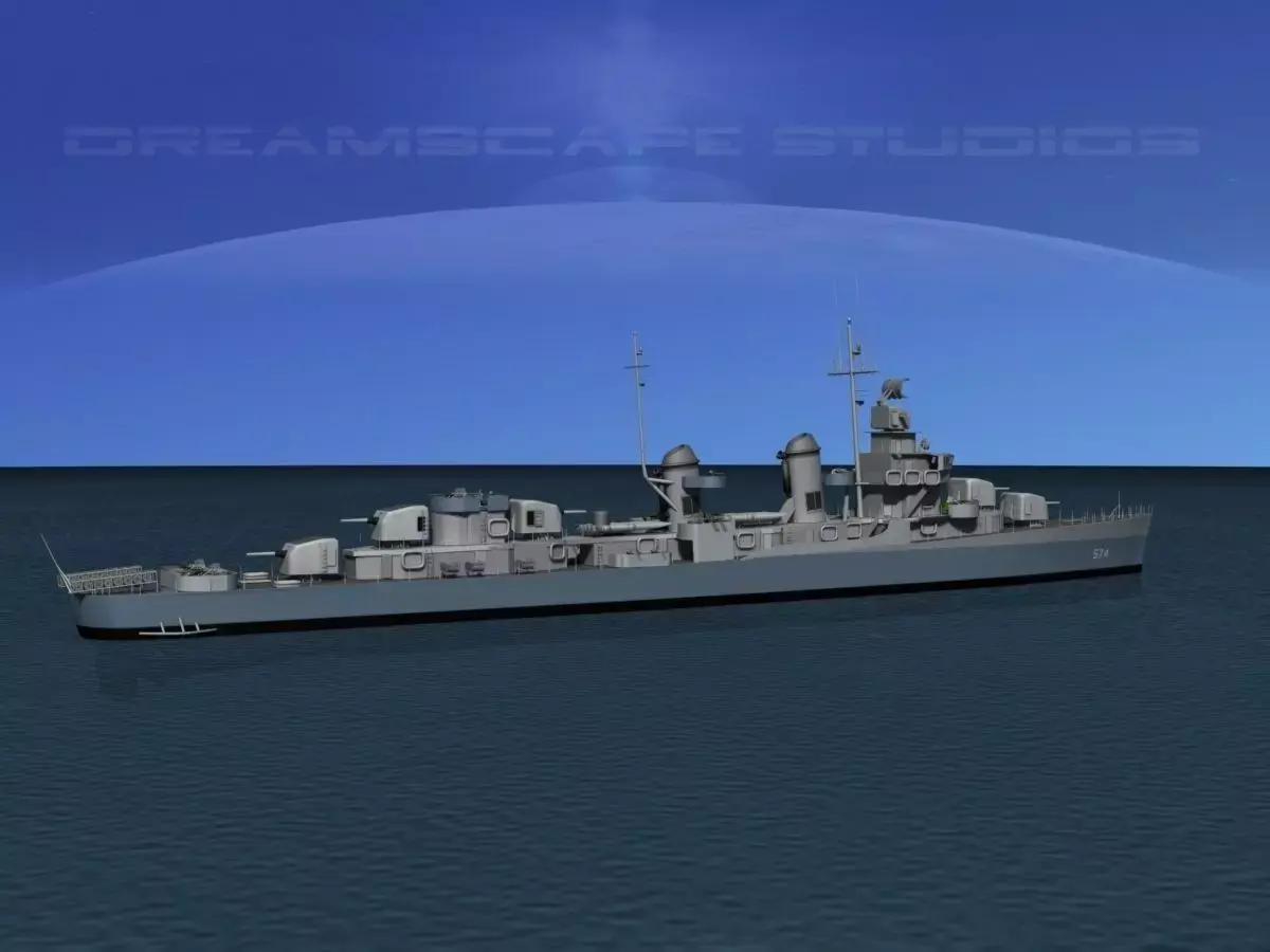 Fletcher Class Destroyer DD-574 USS John Rogers 3D model