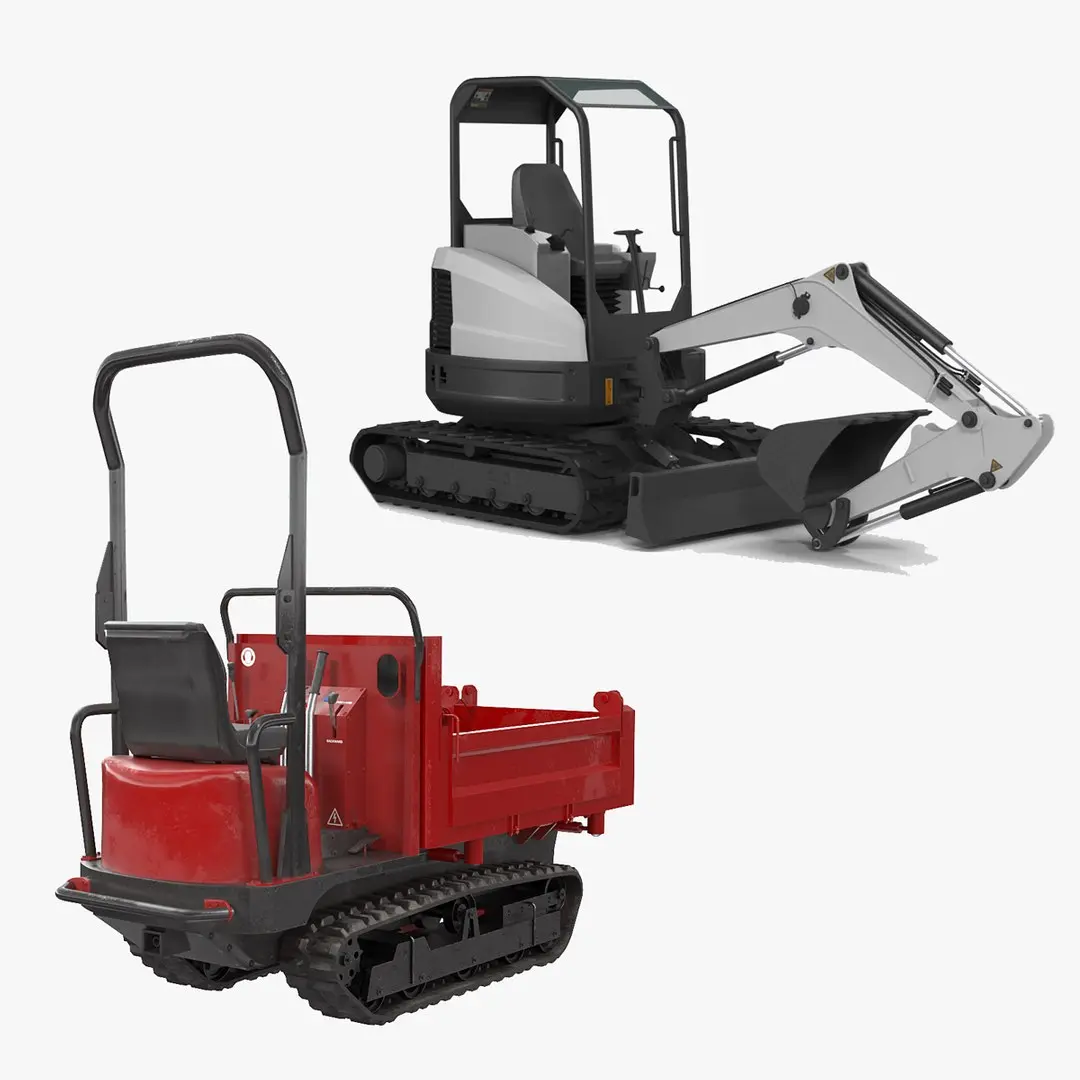 E 26 Compact Excavator and Tracked Carrier 3D model
