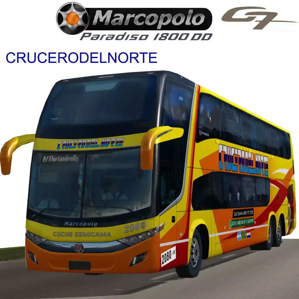 Marcopolo Paradiso 1800DD bus CRUCERODELNORTE Low-poly 3D model