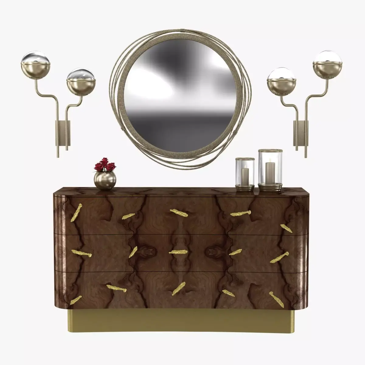 Brabbu kayan mirror  niku wall lamp and baraka chest 3D model