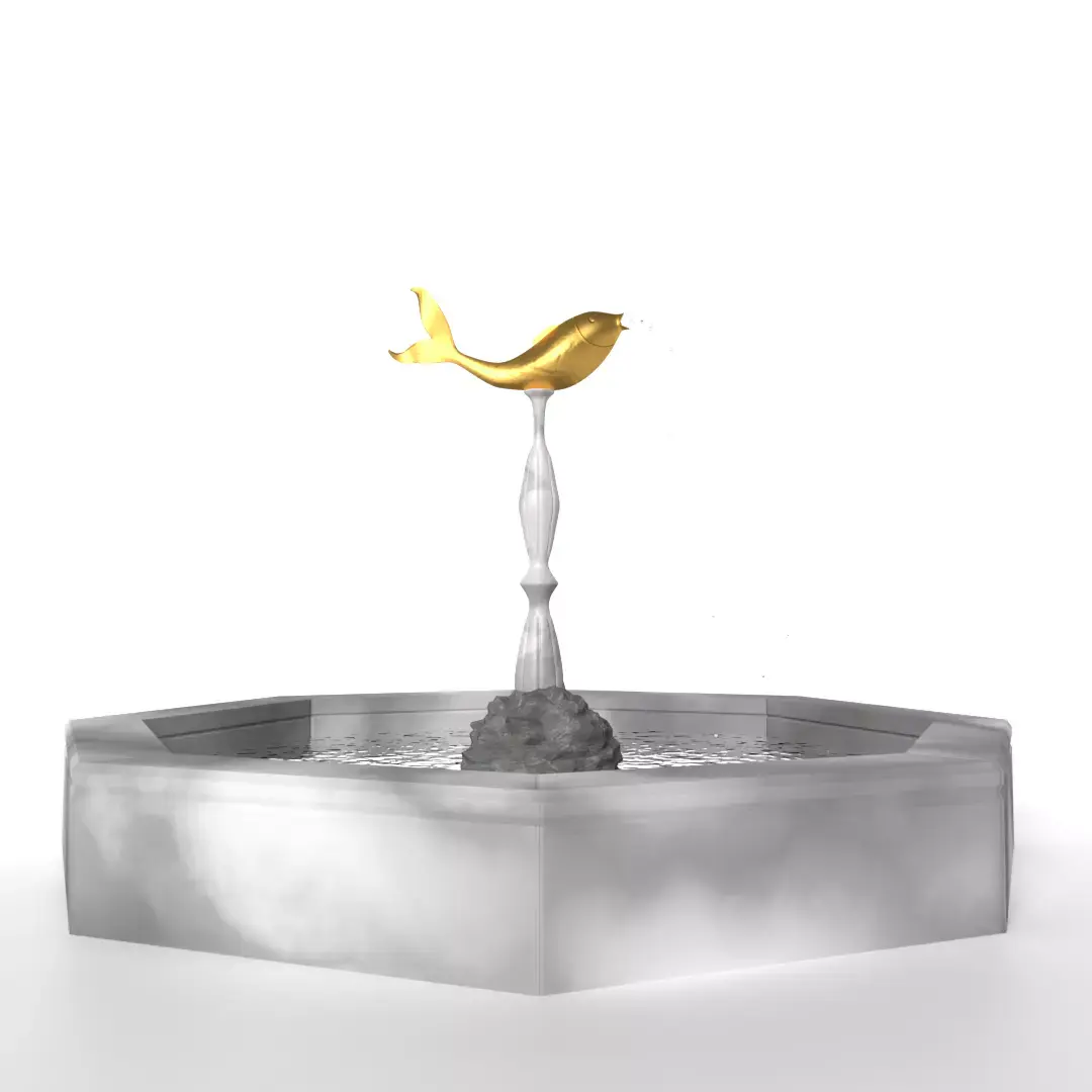 Fountain with Fish Sculpture 3D model