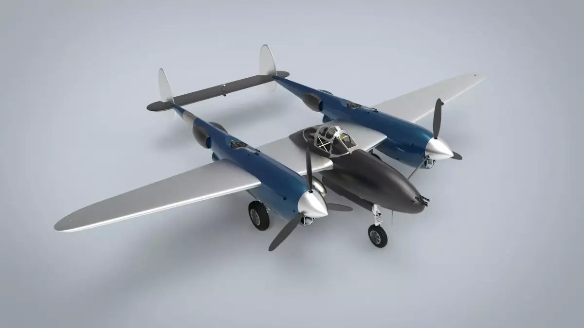 Lockheed P-38 Lightning 3D model 2