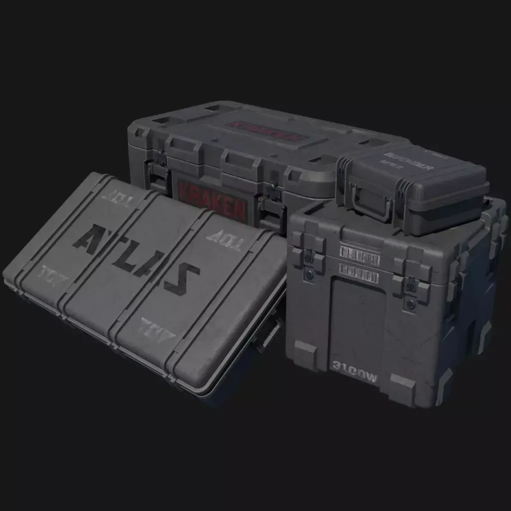 Military Cases Prop Pack Free low-poly 3D model