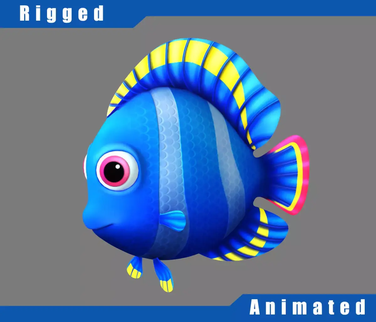 Cartoon Fish Rigged Animated 3D model