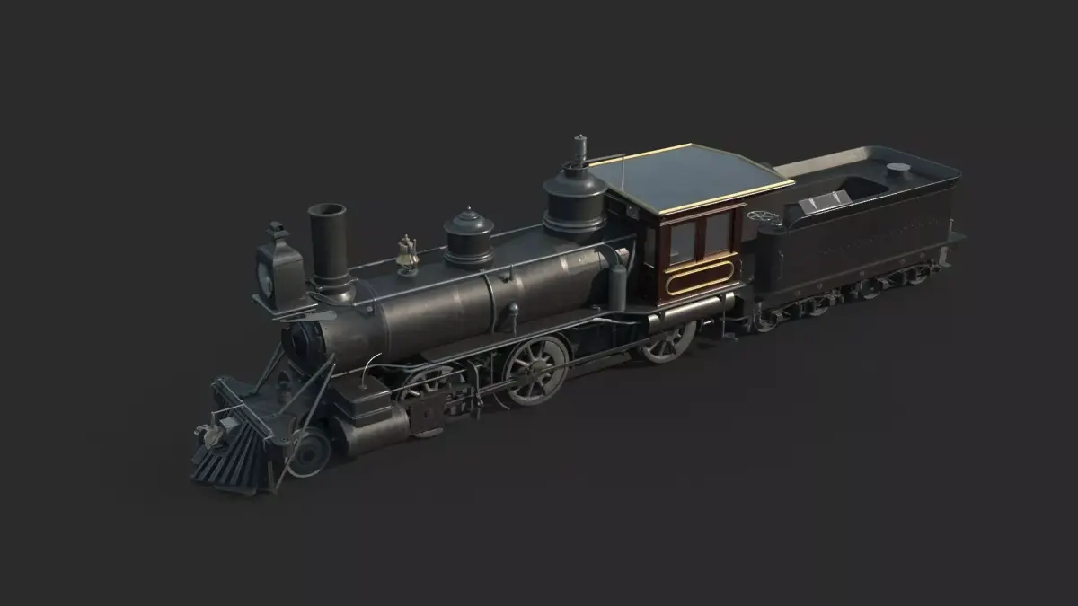 Old-fashioned wood-fueled steam train 3D model
