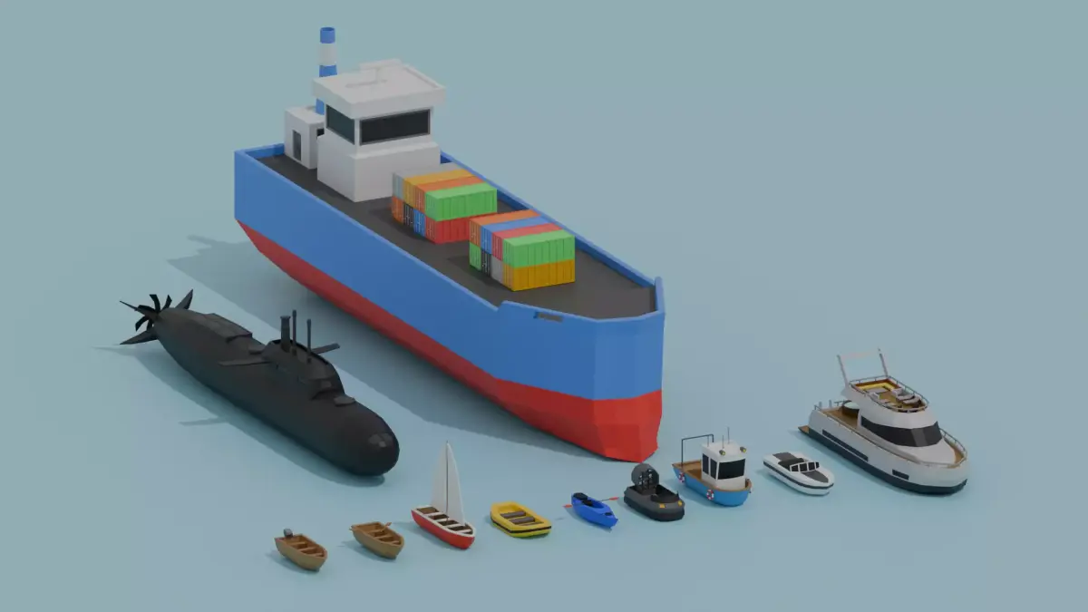 Low poly water vehicles pack Low-poly 3D model