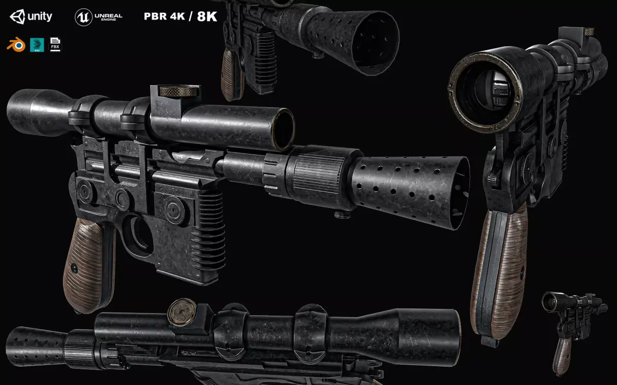 Star Wars  DL-44 Heavy Blaster Pistol Low-poly 3D model