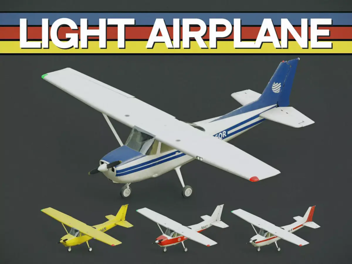 Light Airplane Low-poly 3D model
