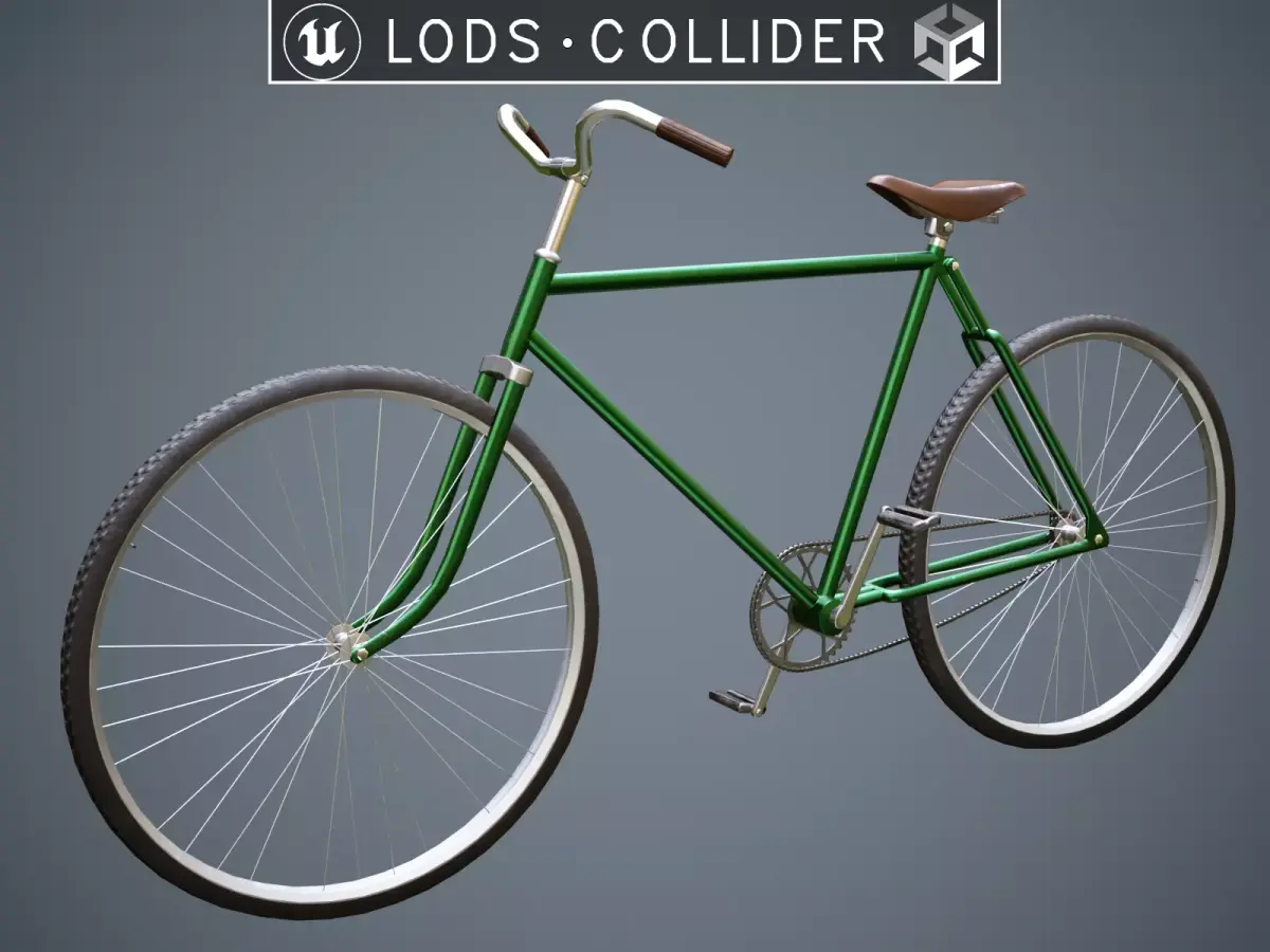 Vintage Bicycle Green - Updated for 2021 Low-poly 3D model