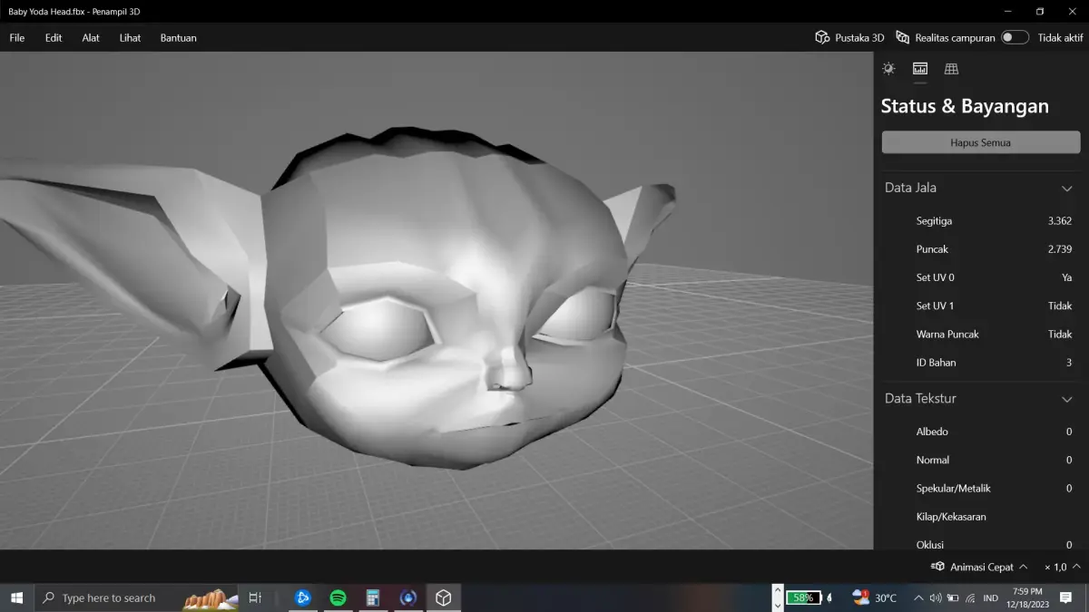 Baby Yoda Head Low-poly 3D model
