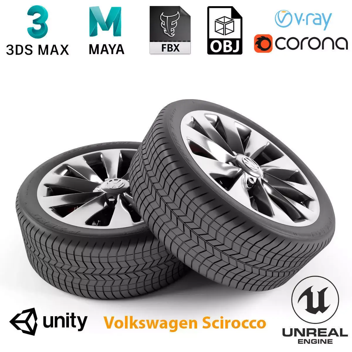 Volkswagen Scirocco Wheel 3D model