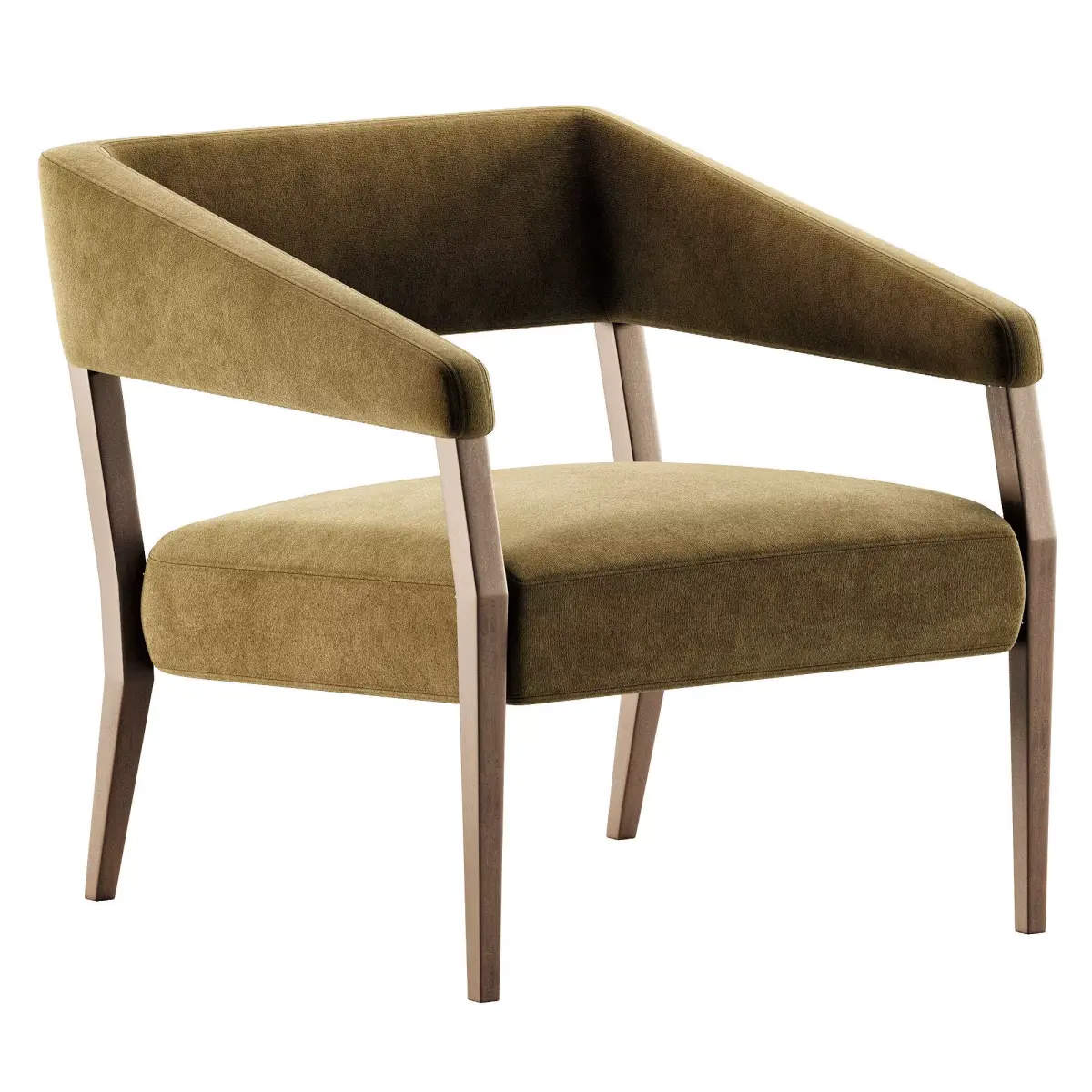 Gary Modern Oak Green Velvet Club Chair 3D model