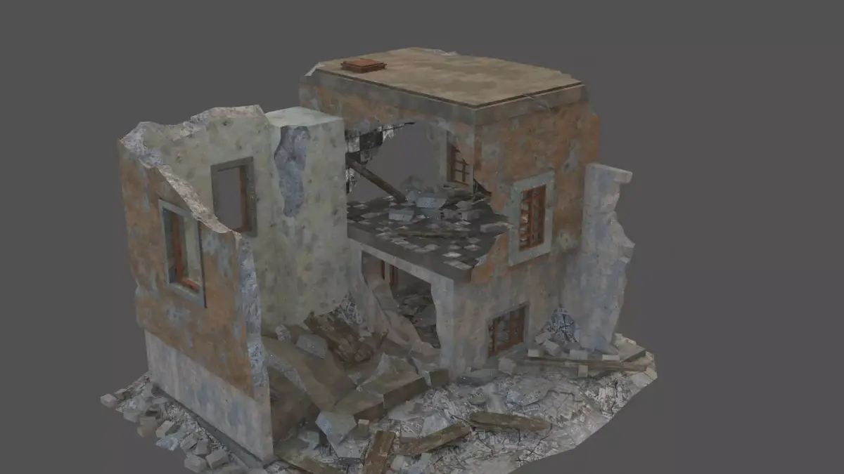 destroyed building Low-poly 3D model purchase