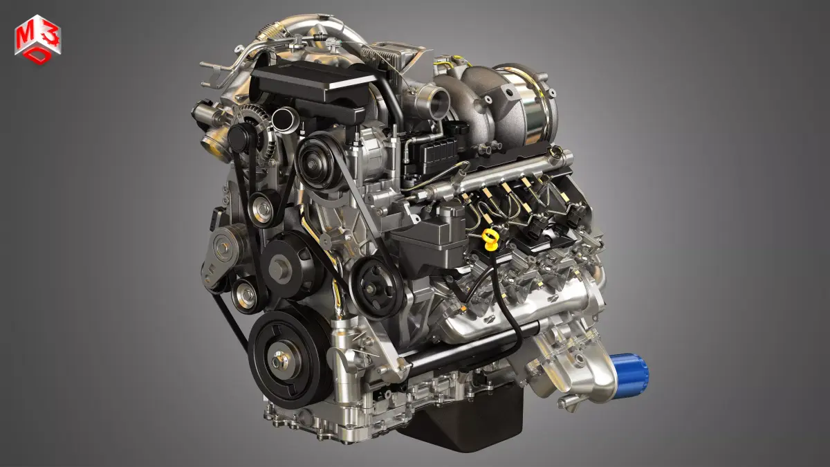 L5P Engine - V8 Turbo Diesel Engine 3D model