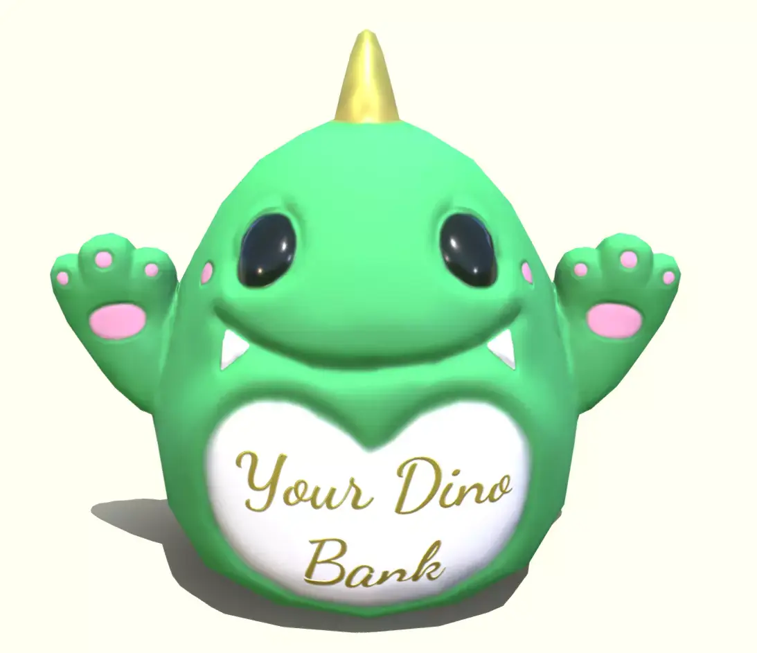 Dinosaur piggy bank  LP   Stylized  Low-poly 3D model
