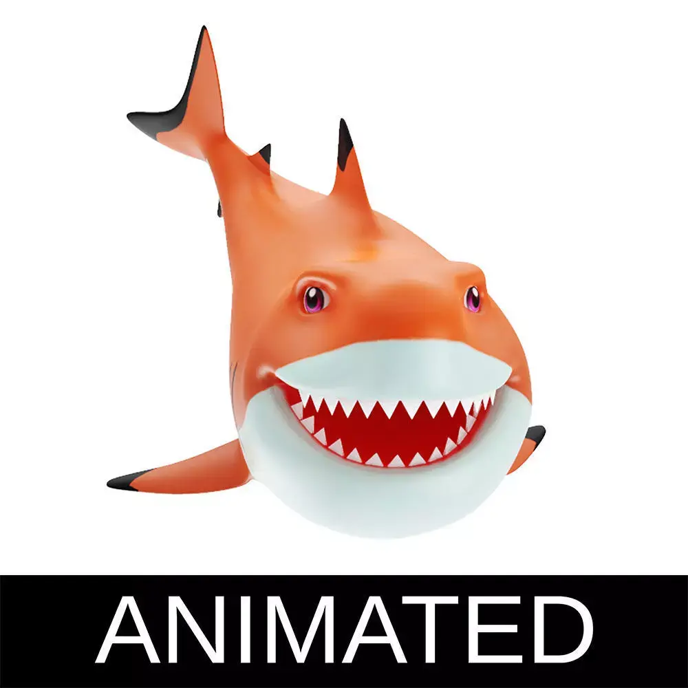 Blacktip Reef Animated Shark Toon Low-poly 3D model