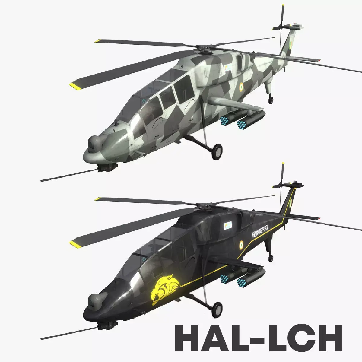 HAL Light Combat Helicopter LCH Low-poly 3D model