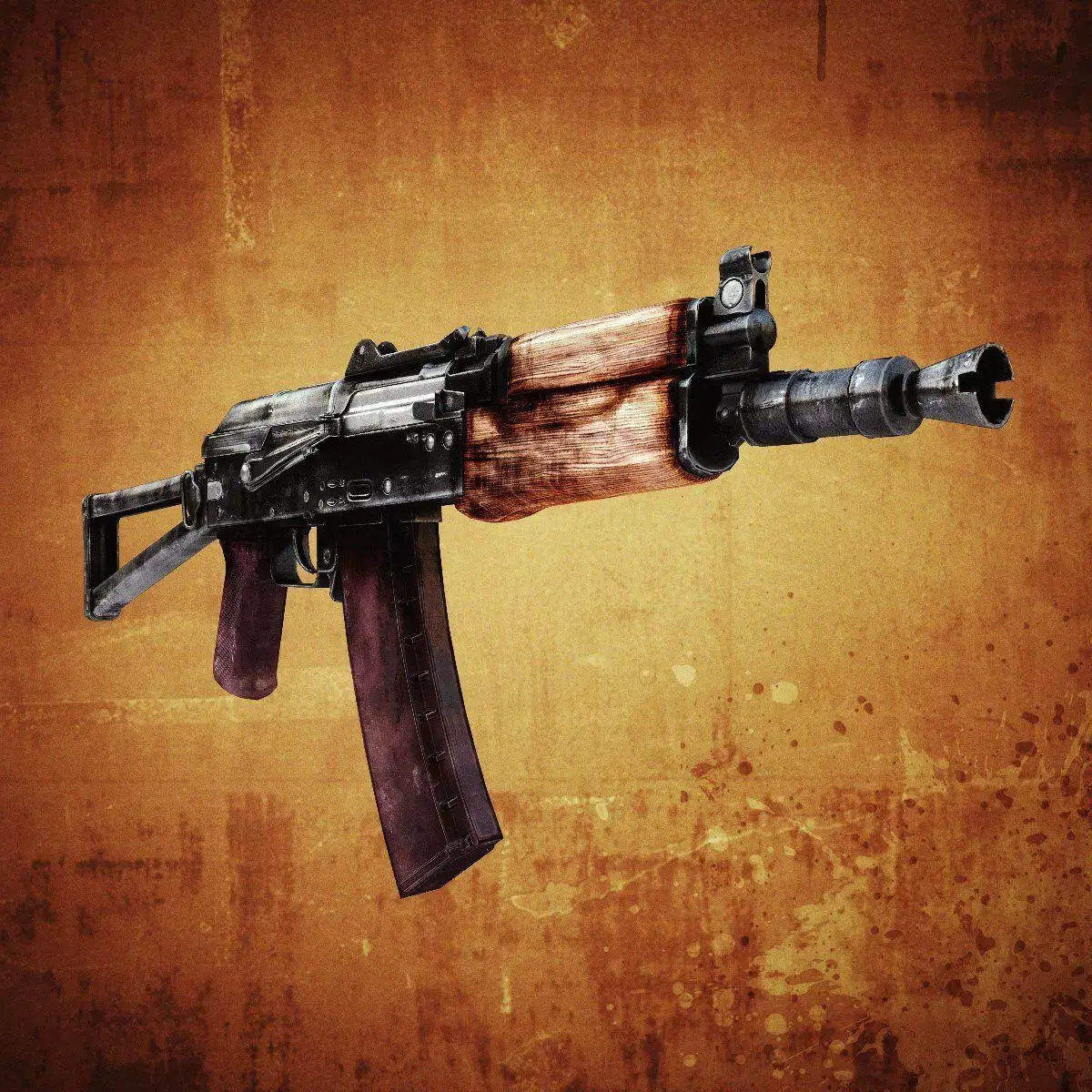 AKS-74U Assault Rifle Low-poly 3D model