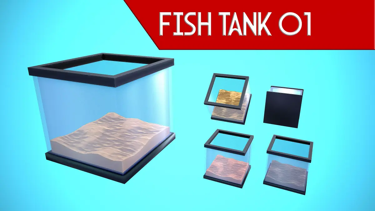 FISH TANK 01 CARTOON STYLIZED Low-poly 3D model