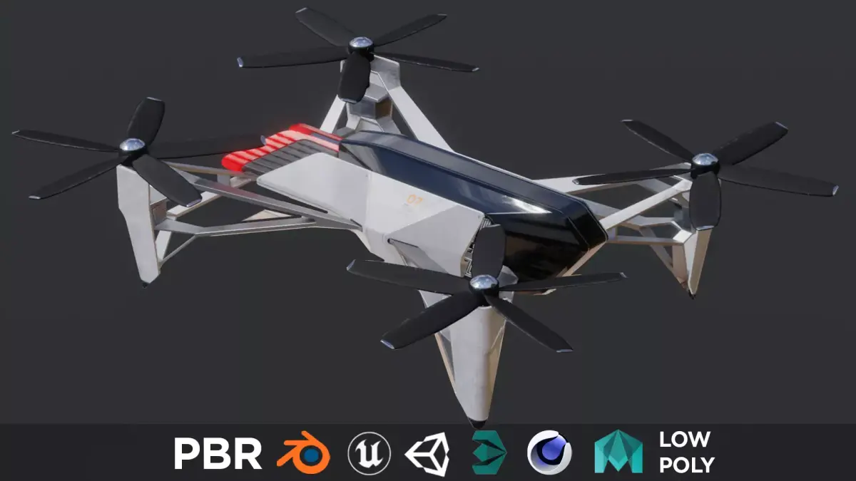 Cargo Drone delivery vehicle 3D Low-poly 3D model