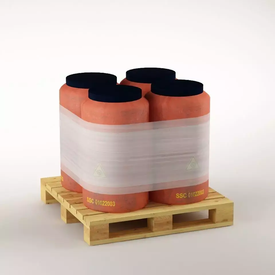 Plastic barrels on the pallet 3D model 3D model