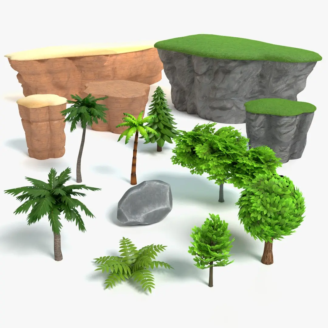 Cartoon Nature Set 3D model