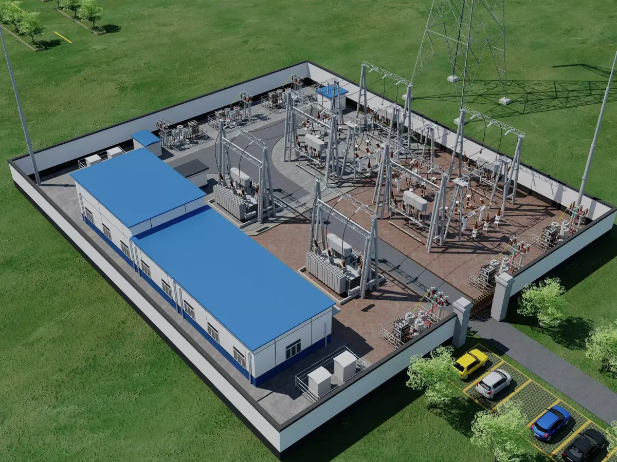 Electrical power substation-power station 3D model purchase