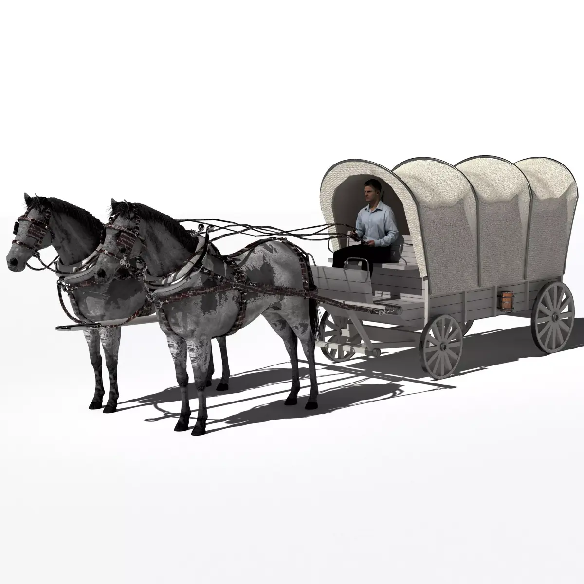 Horse-Drawn Wagon 2 3D model
