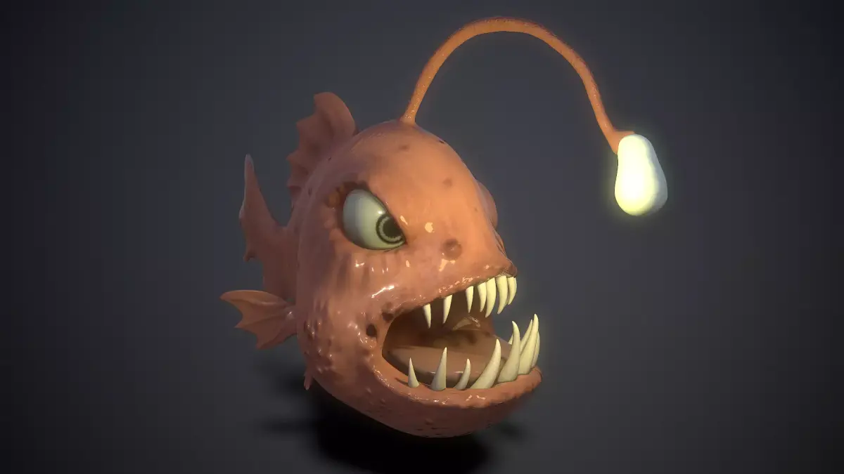 cartoon lamp fish Low-poly 3D model