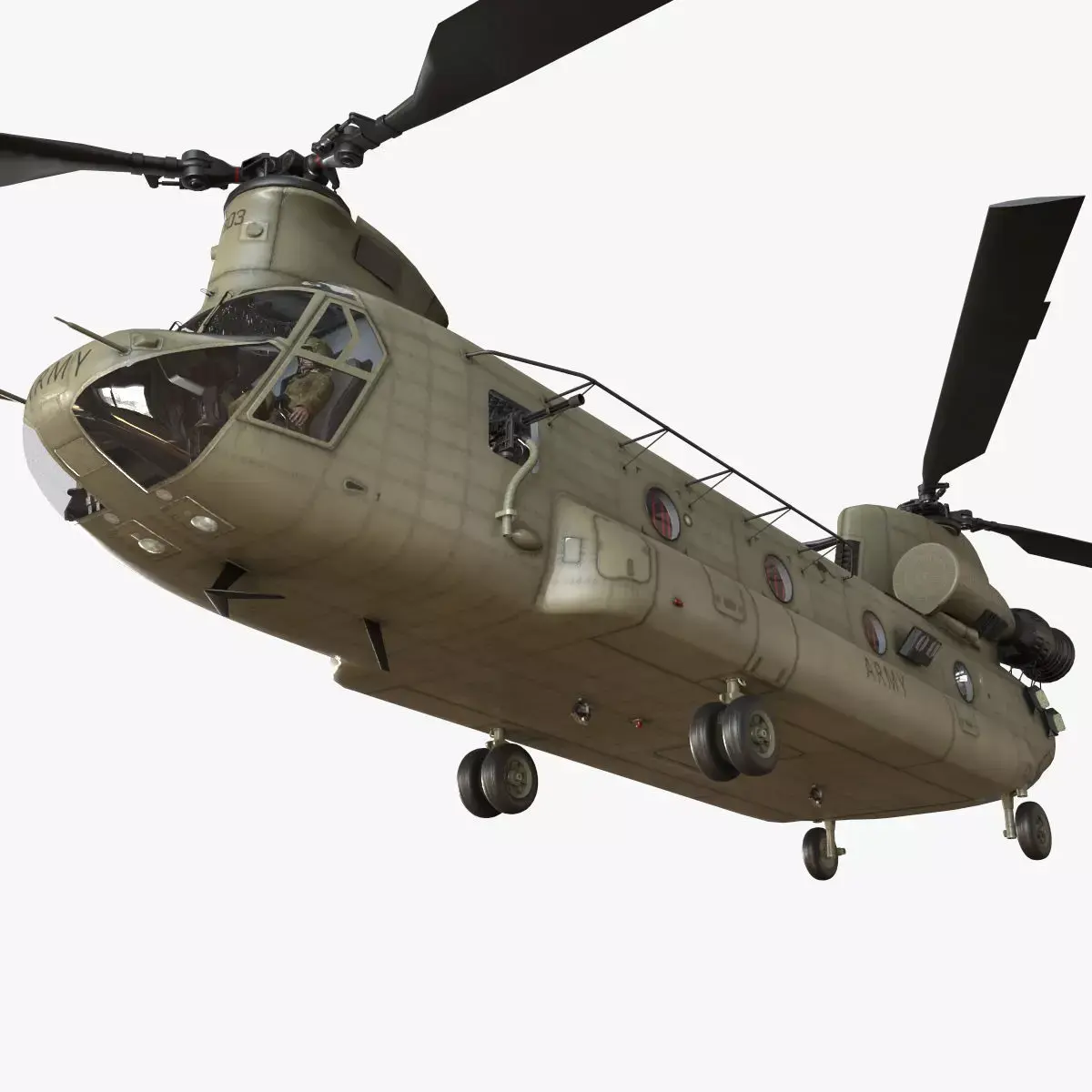CH-47F Chinook Australian Army Basic Animation Low-poly 3D model