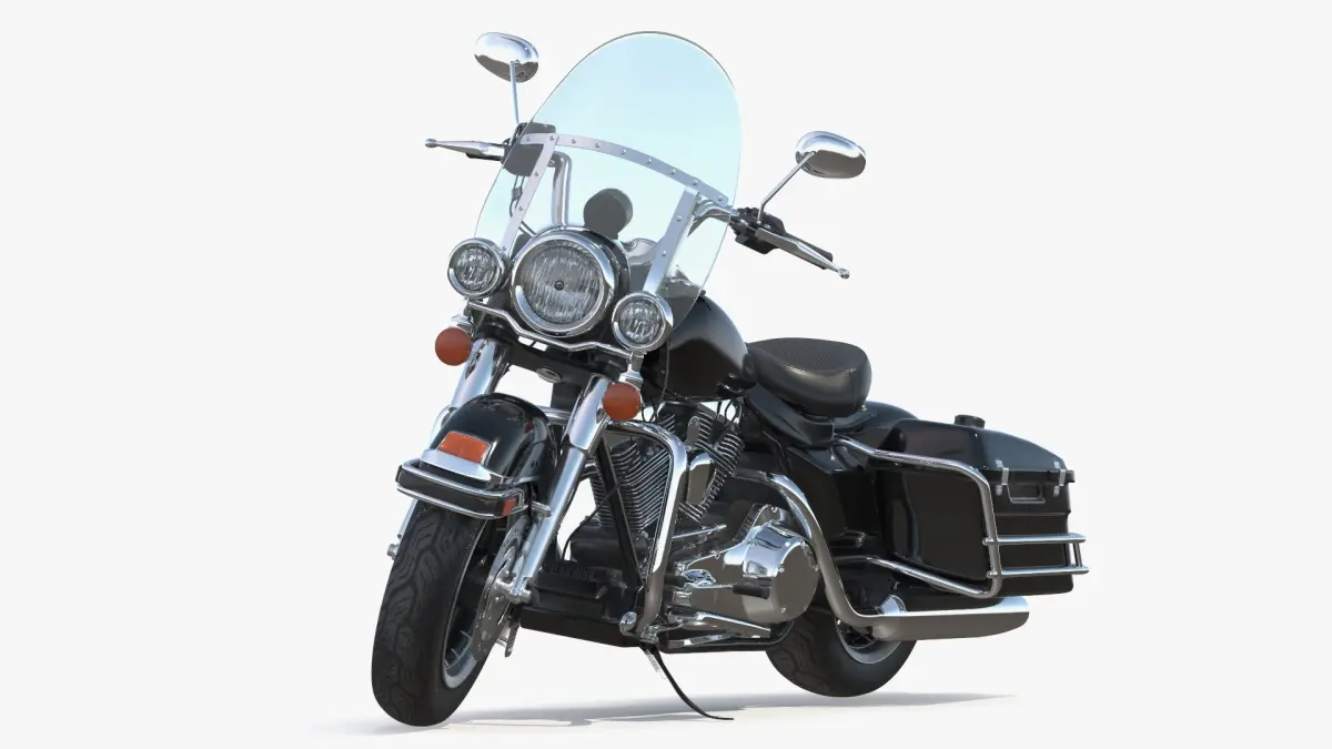 Road King Motorcycle Black Parked 3D model